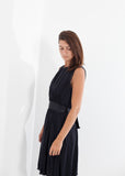 Sleeveless Pleated Dress in Navy
